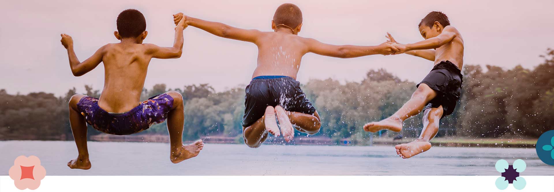 kids enjoying the lake, jumping in