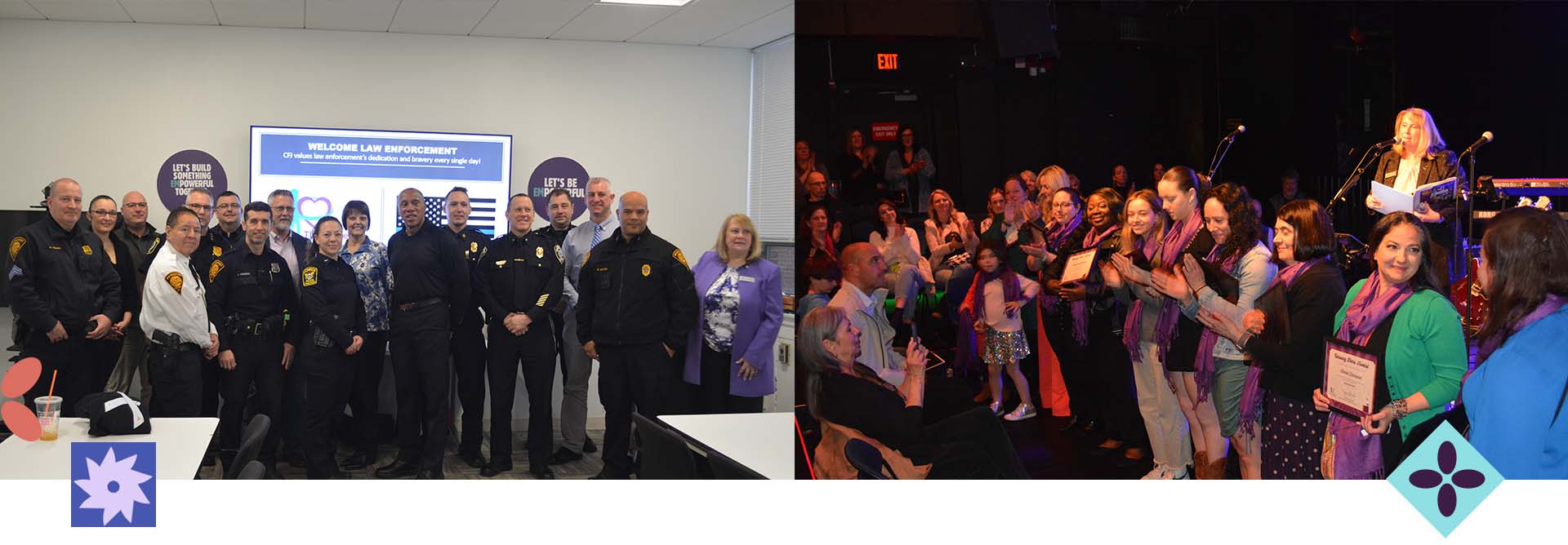 collage of award recipients and nonprofit work in with police