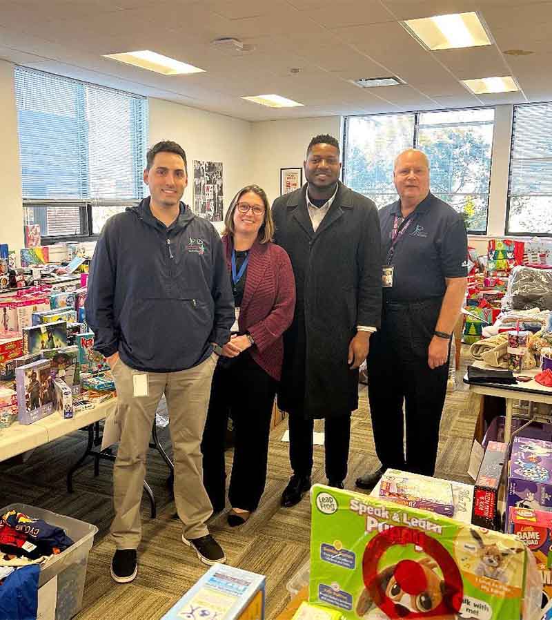 cfj staff working at a toy drive